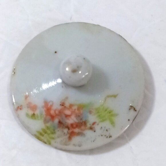 Antique Japanese Mini Teapot & Lidded 2-Handled Pot Goat Cart & Flowers Decor - Picture 11 of 13